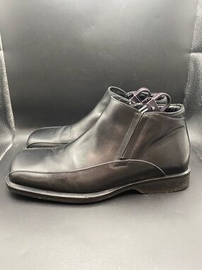 BACCO BUCCI Mens Shoes Italian Leather Chelsea Boots Black Size 9 D US